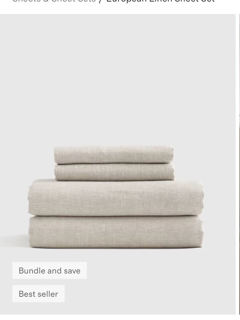 Quince 100% Linen Full Sheet Set in Natural Chambray